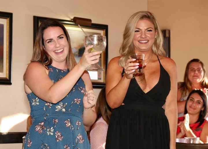 Two of my bridesmaids after their speeches