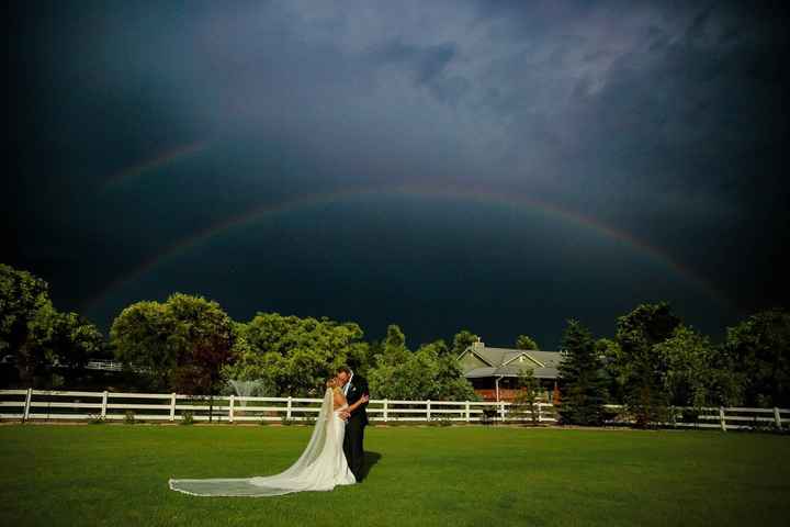 The double rainbow that came out after the storm.