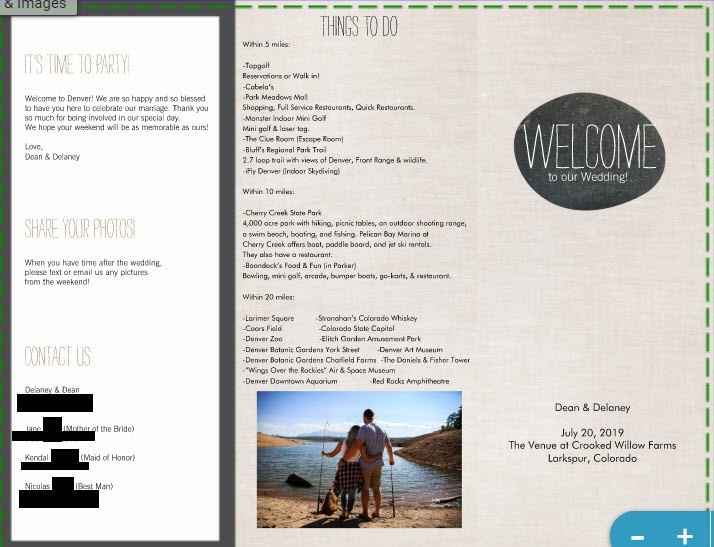 My favorite personalized item from the whole weekend (I think), our welcome pamphlet in our welcome 