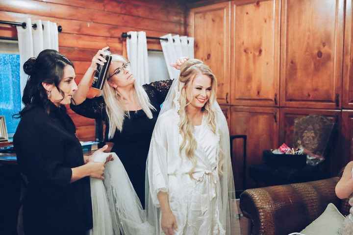 My MOH's hair & my hair.