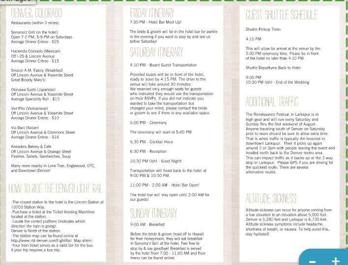 This is the inside of the welcome bag pamphlet.