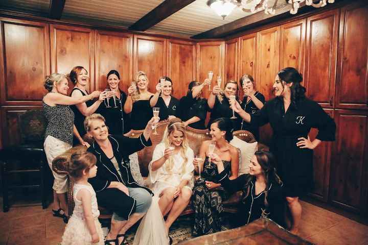 My 9 bridesmaids, my mother, my husband's mother and stepmother, and our flower girl.