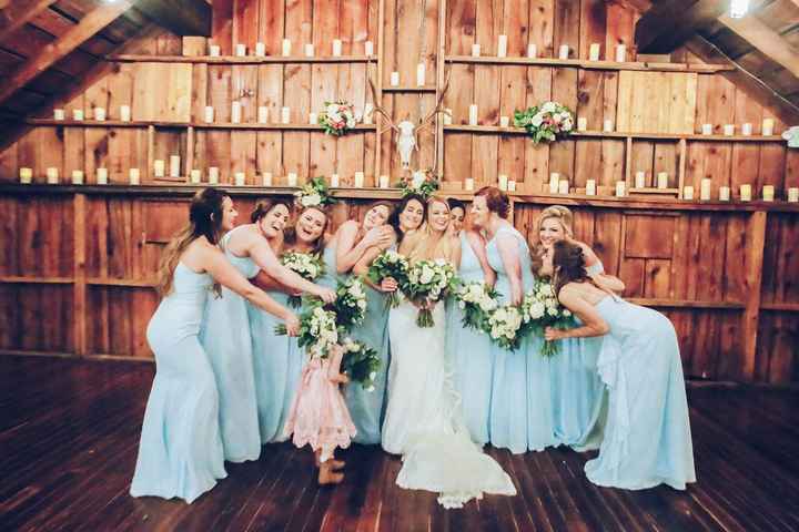 My bridesmaids are in Azazie Sky Blue and my MOH is in Azazie Dusty Blue. They loved the dresses and