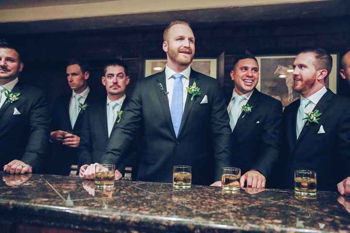 My handsome husband in the center! He had an elk lapel pin & a slightly different tie. The groomsmen