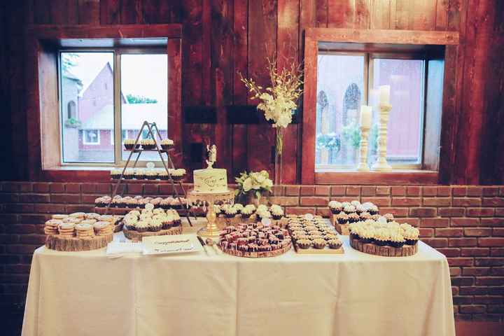 We did a dessert table. It was easier for us, we knew people would be super into drinking/dancing/pa