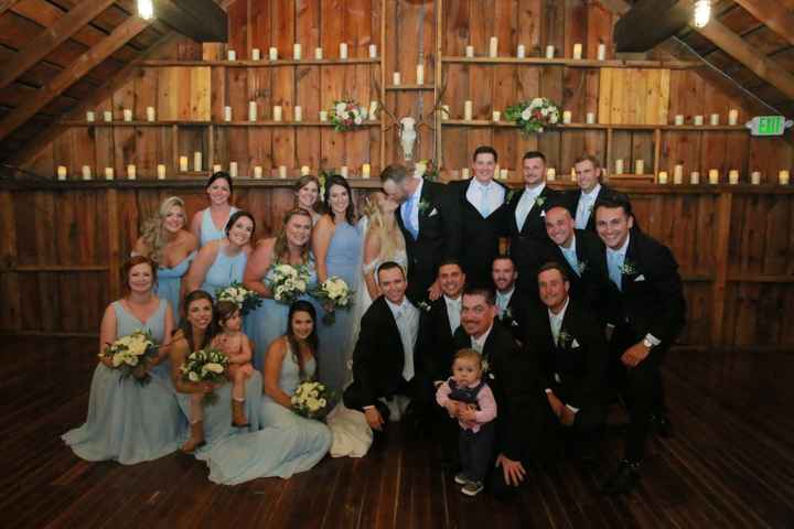 This is an unedited picture from our wedding. All the bridesmaids dresses & the groomsmen ties came 