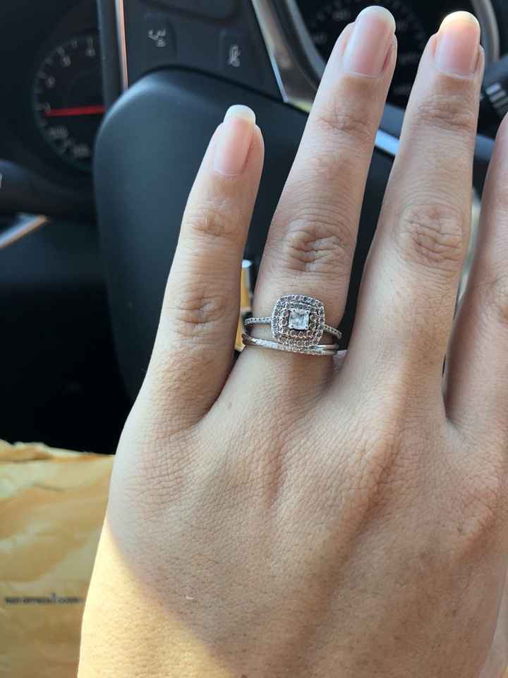 3 stone engagement ring, show me your wedding set! - 1