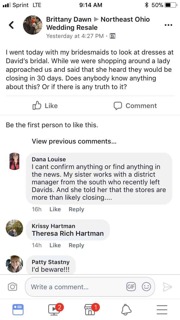 Davids bridal closing - 1