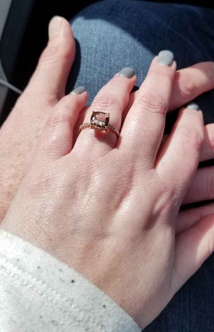 LOVE my cushion cut morganite in rose gold with the half eternity band!!!