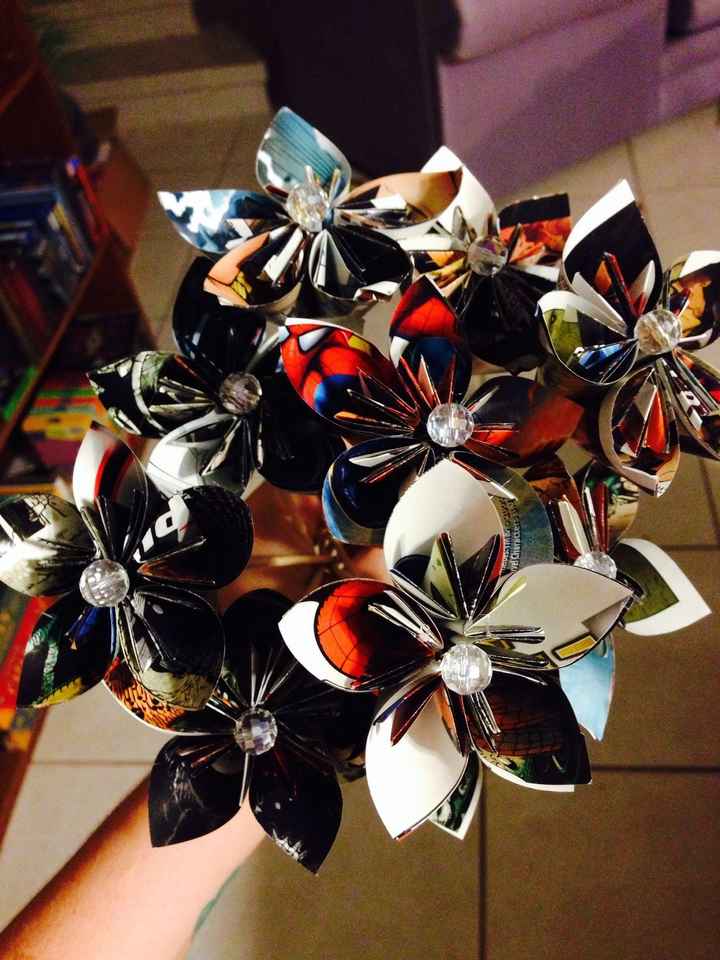 My crazy 1st DYI comic wedding bouquets