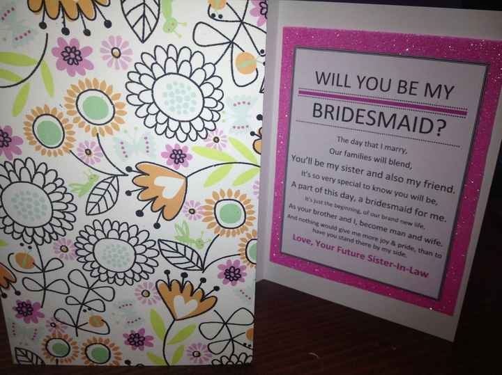 My super EZ DIY cards to ask my FSIL's to be bridesmaids :)