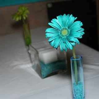 Aqua and white centrepieces and decorations HELP