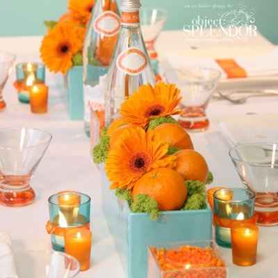 Aqua and white centrepieces and decorations HELP