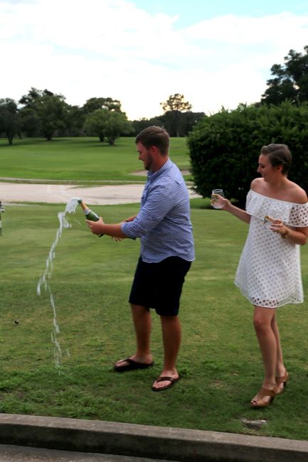Popping champagne!