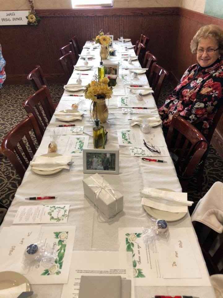 Table set up and my lovely grandma before the shower started!