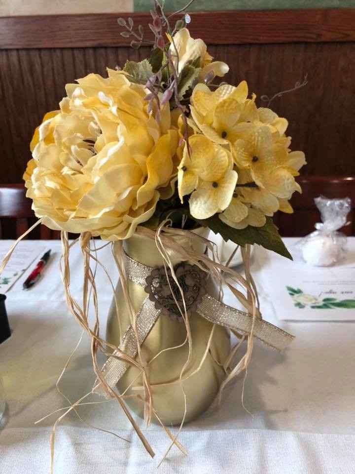 Centerpieces my bridesmaid worked so hard on!