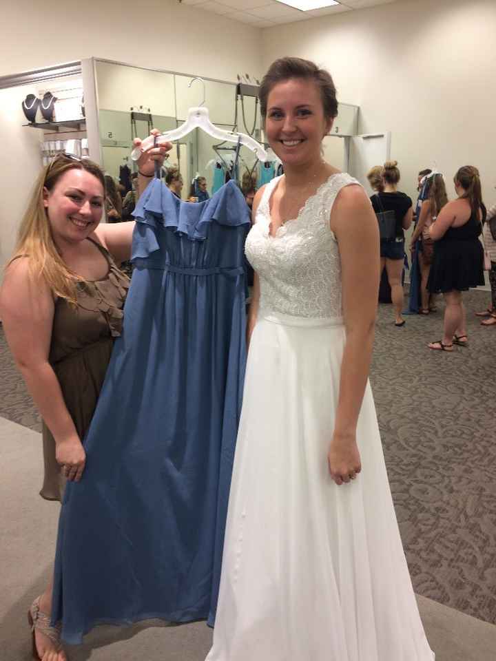 wedding dress with bridesmaid color