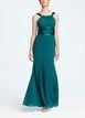 David's Bridal Bridesmaid-Rose one shoulder chiffon dress