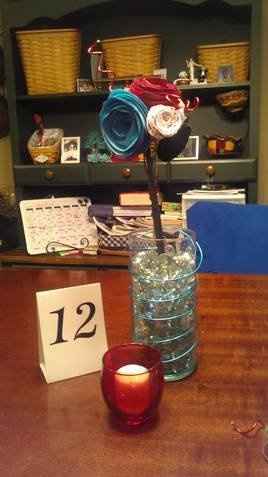 Updated Centerpieces with paper roses, Pics included