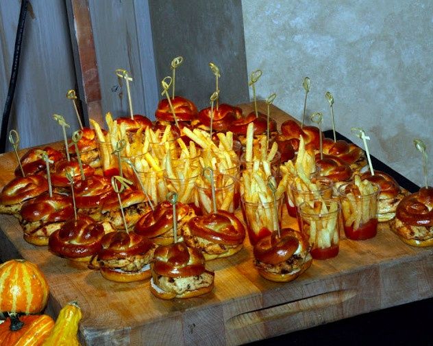Bringing out snacks to close reception