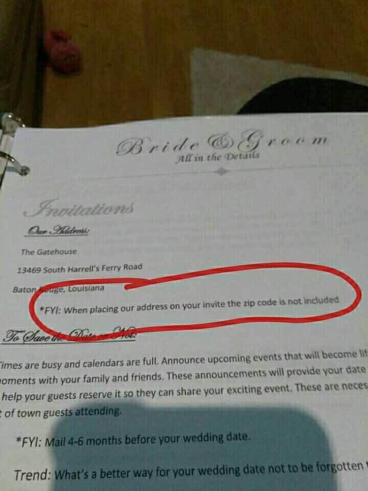 Zip code on invite? - 1