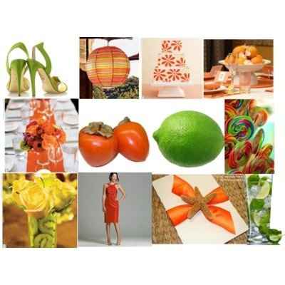 What colors go/complement with persimmon (dark orange) for my wedding?