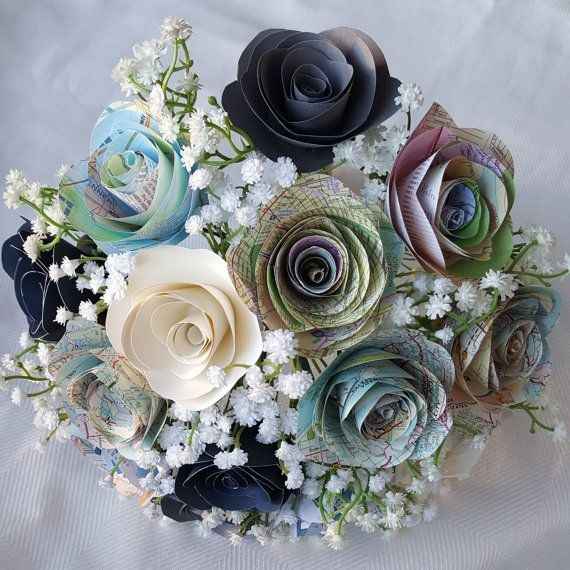Paper flowers made from maps