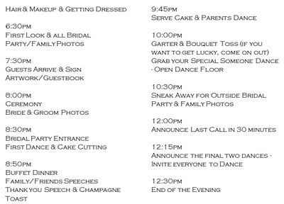 Friday Brides what's your wedding day timeline?