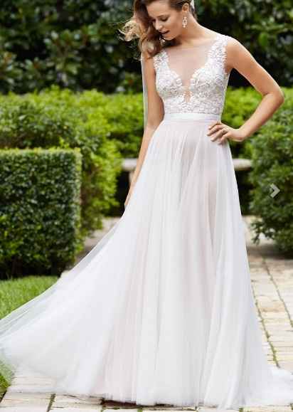 Please show me pictures of your a-line/off-shoulder wedding dresses. I'm a pear shape and struggling