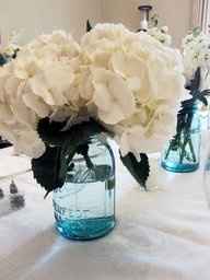 Hydranga and mason jars? Flowers?