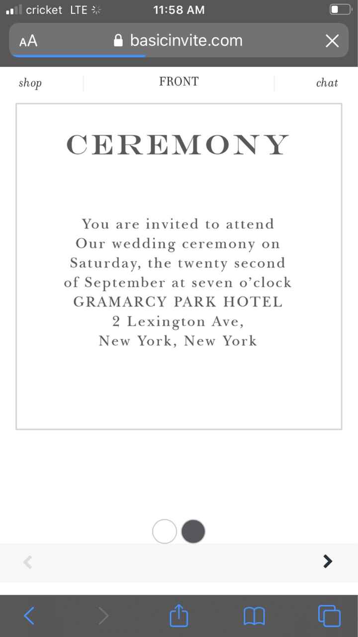 Ceremony Insert Card or same invitation, different wording? - 1