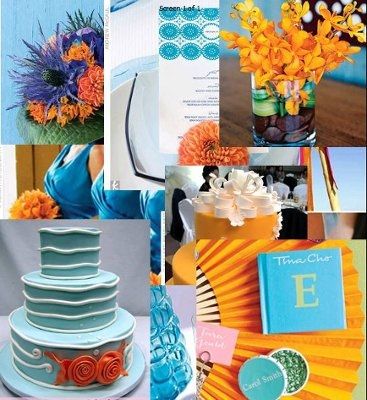 Peach and blue wedding colors