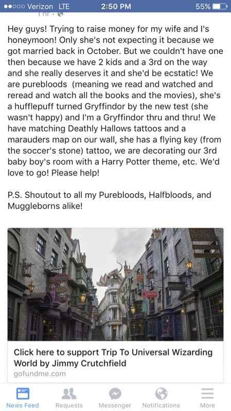 Go fund me for a honeymoon