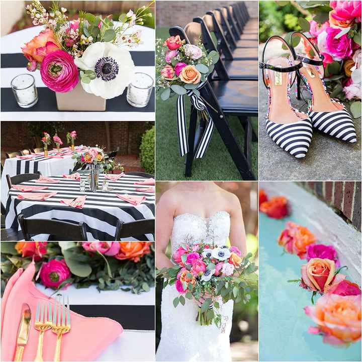 Black and white stripes with hints of pink 