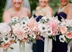 Bouquet with blush wedding dress