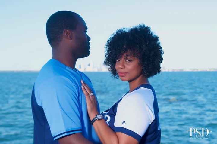 Show me non-conventional engagement pics attire