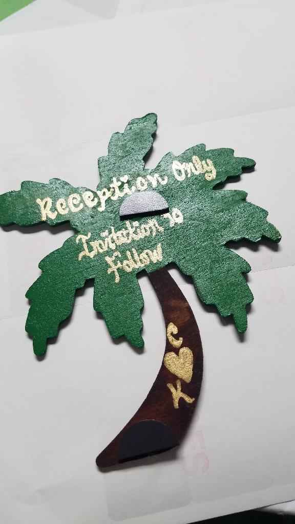 Back of one of our styles of our Save the Dates sent out-Palm Tree Magnet