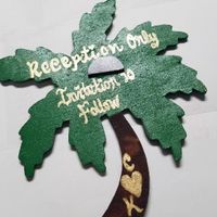 Back of one of our styles of our Save the Dates sent out-Palm Tree Magnet