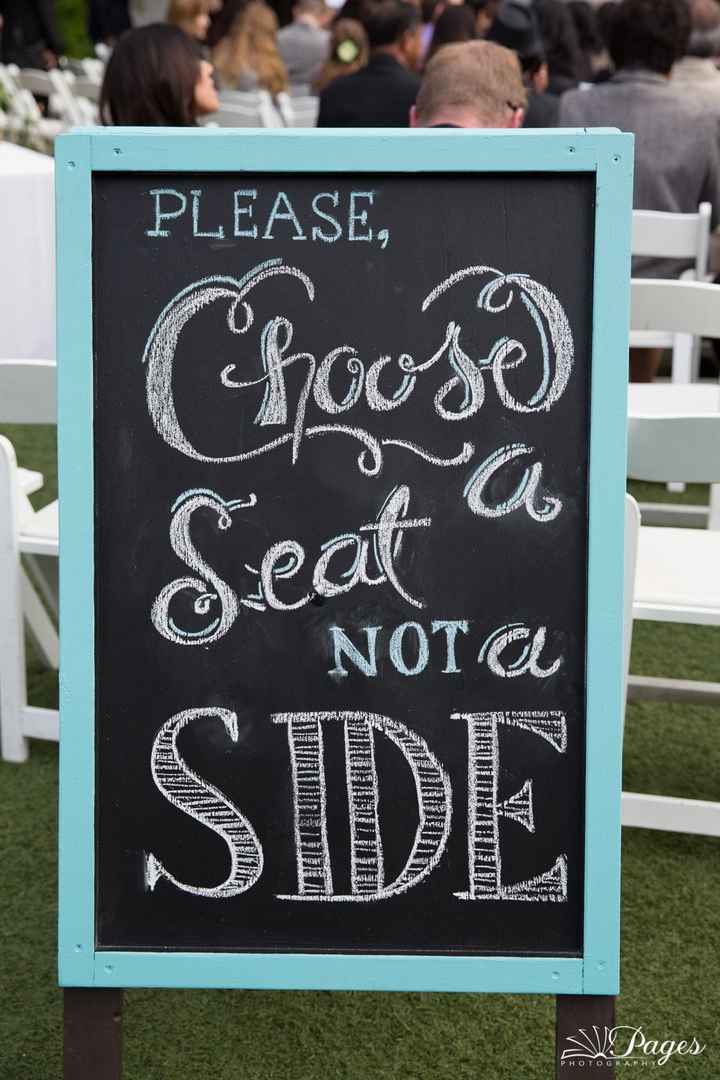 How to get guests to stray from "Bride Side" & "Groom Side"?
