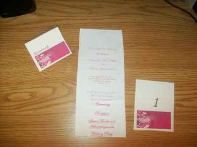 first dyi's.. invite,program,table and place cards
