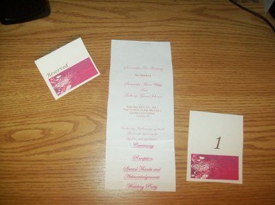 first dyi's.. invite,program,table and place cards