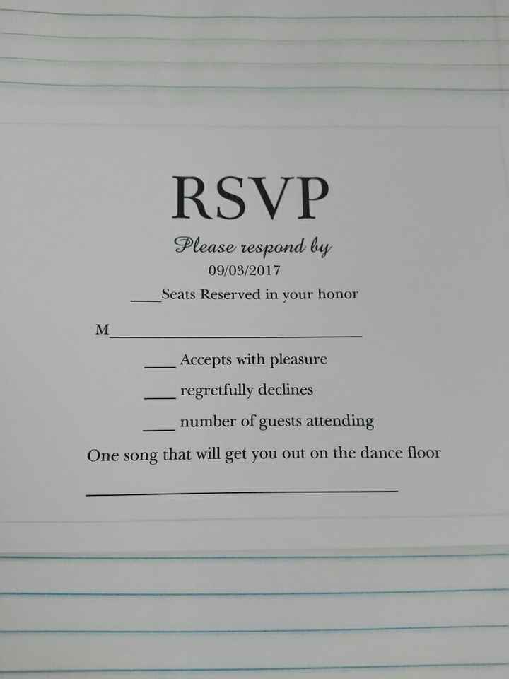 RSVP's went out last week..