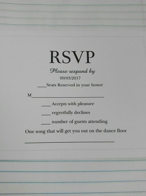 RSVP's went out last week..