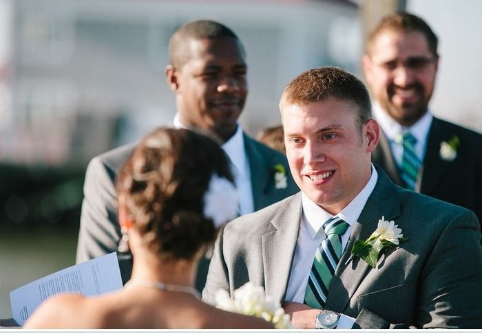 Have you smiled today? (Grooms first look face)