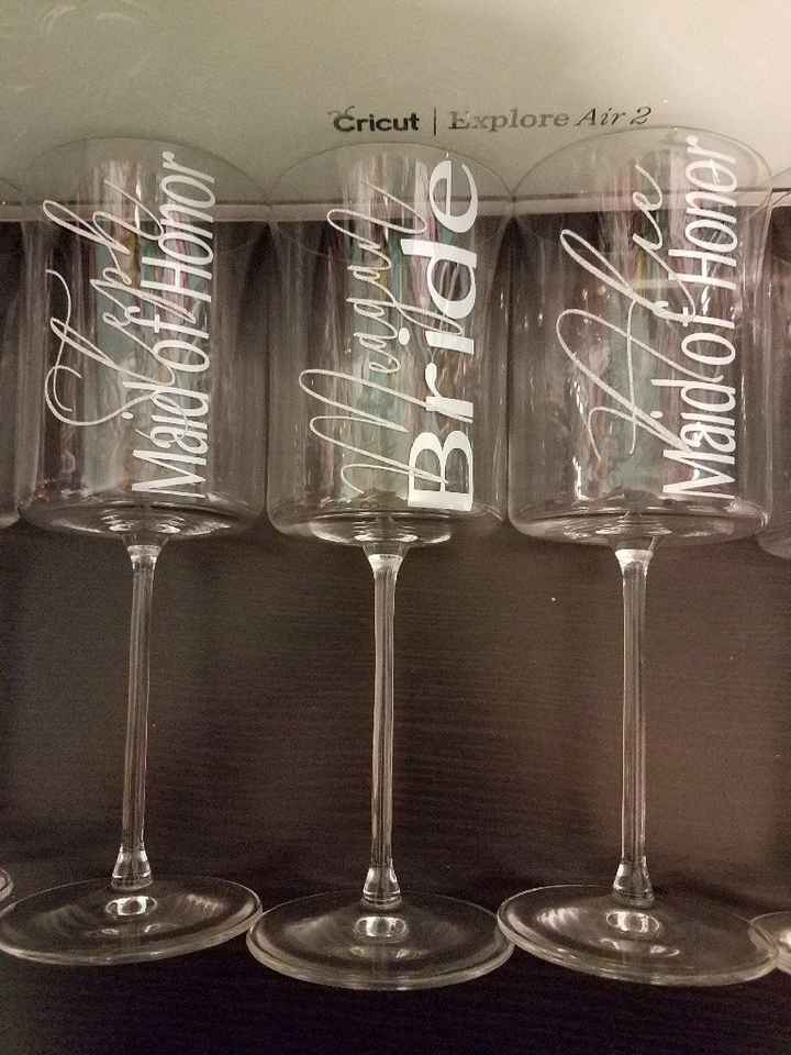 diy bridesmaids wine glasses and other things done today! - 1