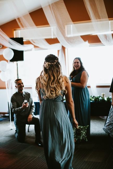 Surprise engagement -- Handing my bouquet to my best friend! 2