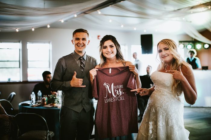 Surprise engagement -- Handing my bouquet to my best friend! 3