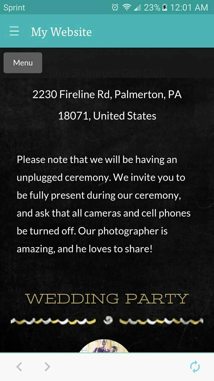 "Unplugged" wedding ceremony