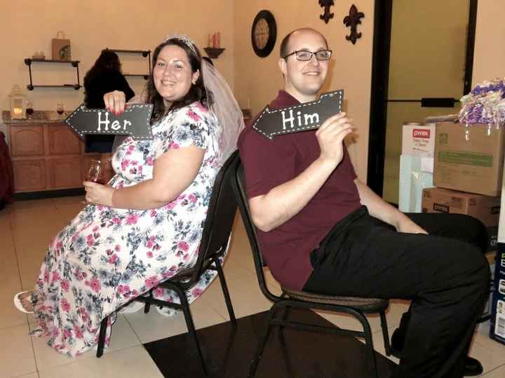 Groom arriving at shower before gifts