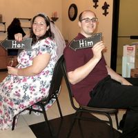 Groom arriving at shower before gifts